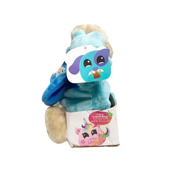 Lunch Pets Lunch Bag Snack Pouch Insulated Plush Blue Hungry Pup New - Picture 4 of 9